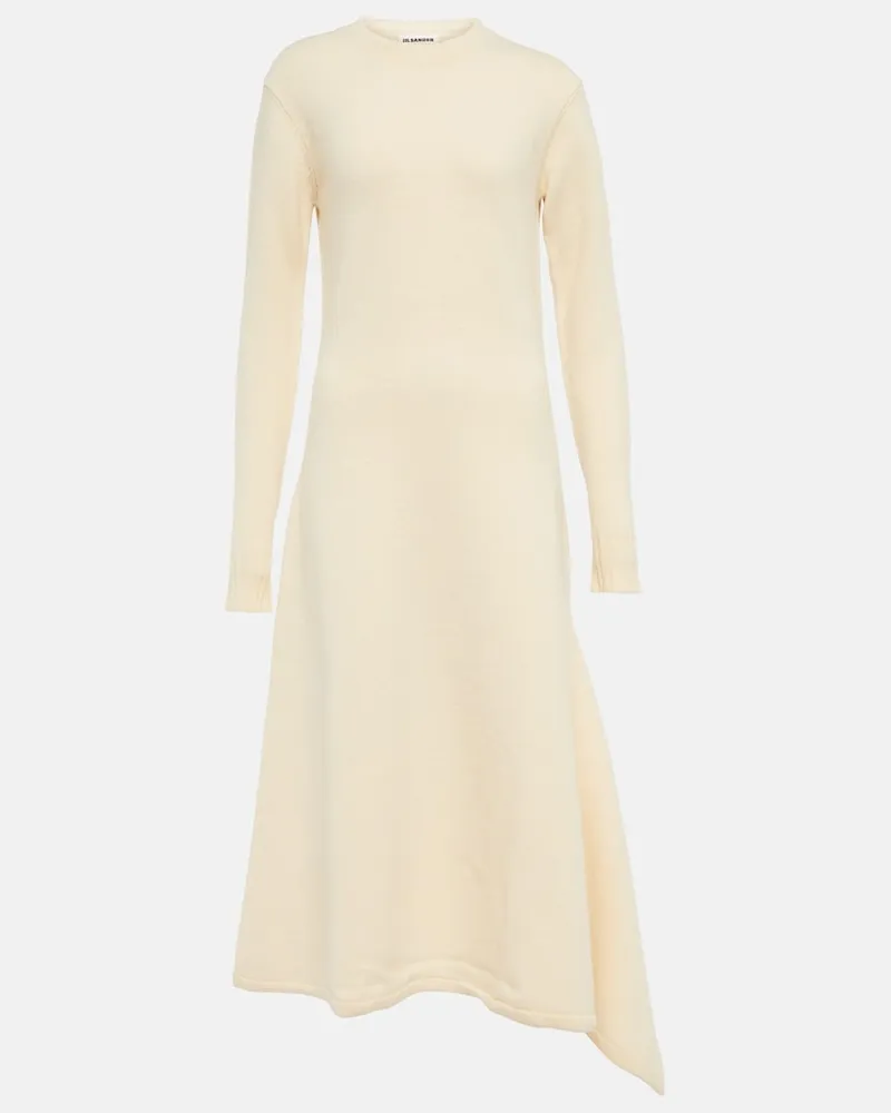 Jil Sander Abito midi asimmetrico in maglia di lana Beige