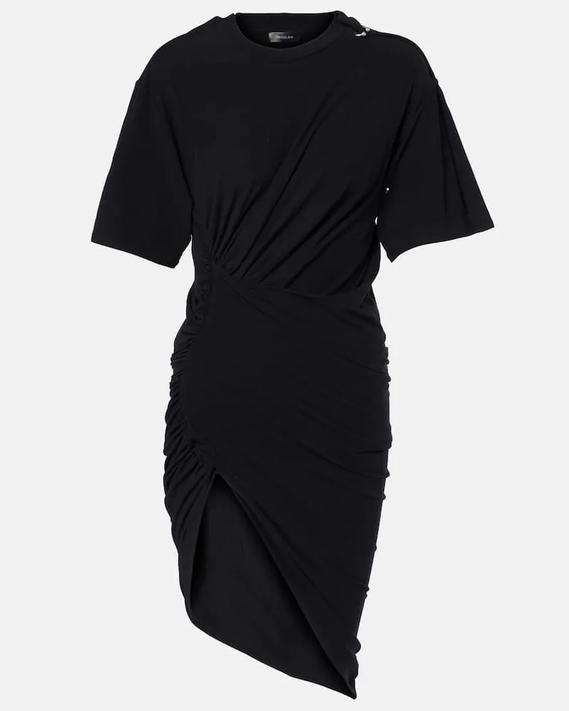 Thierry Mugler Abito corto in jersey di misto cotone Nero