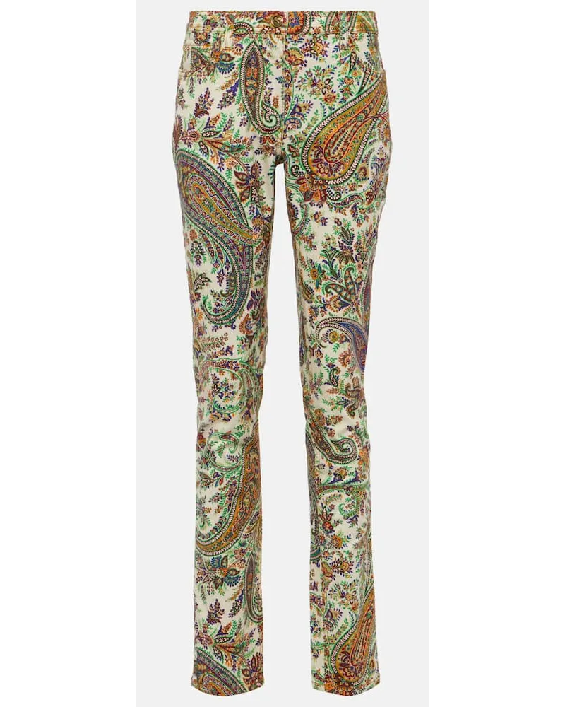 Etro Jeans slim a vita media con stampa Multicolore