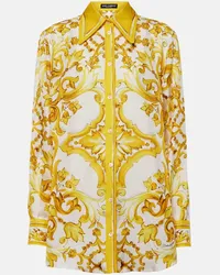 Dolce & Gabbana Camicia Majolica in twill di seta Multicolore