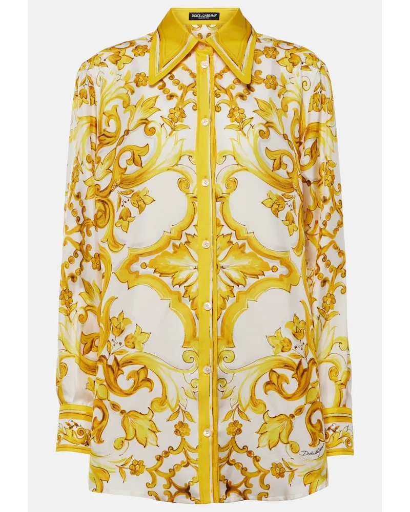 Dolce & Gabbana Camicia Majolica in twill di seta Multicolore