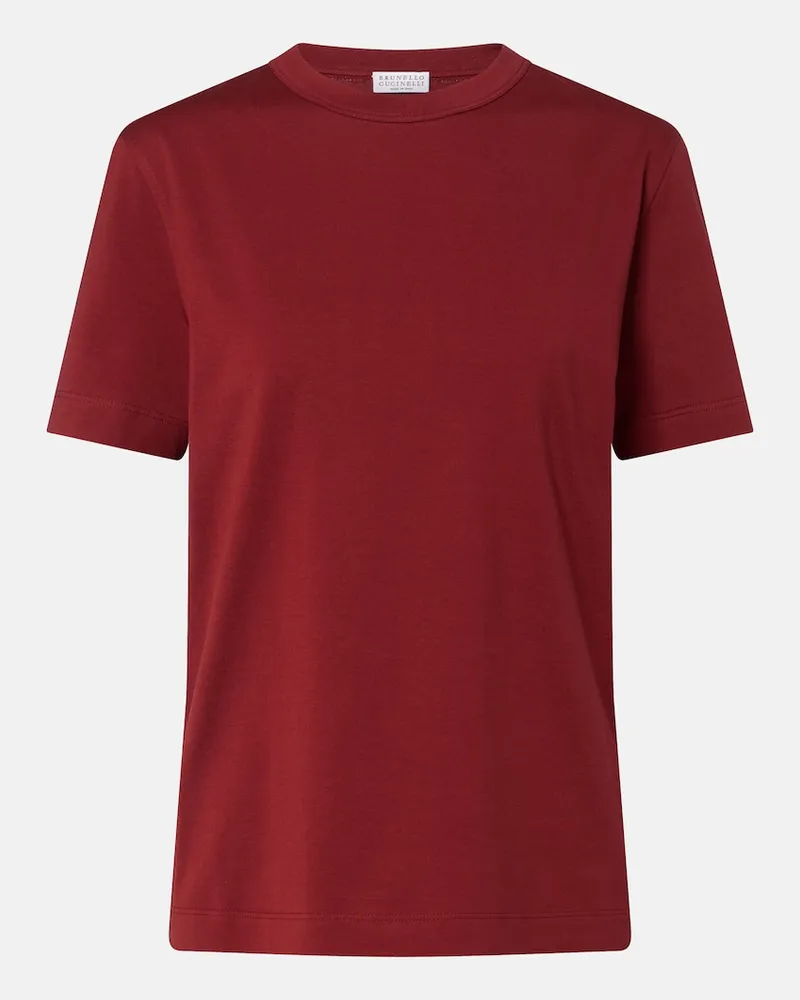 Brunello Cucinelli T-shirt in jersey di cotone Rosso
