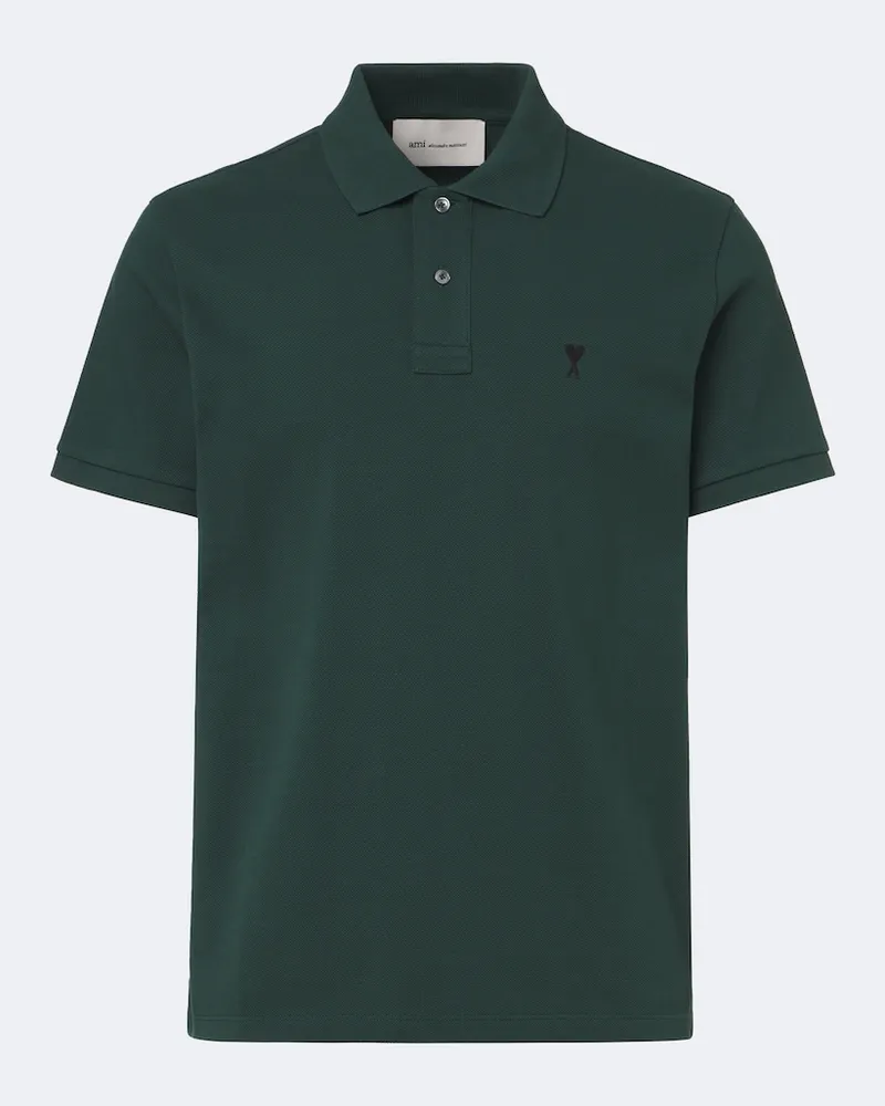 AMI Paris Polo Ami De Cœur in piqué di cotone Verde