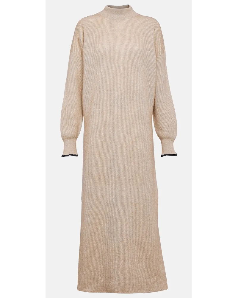 Brunello Cucinelli Abito midi in cotone e alpaca Grigio