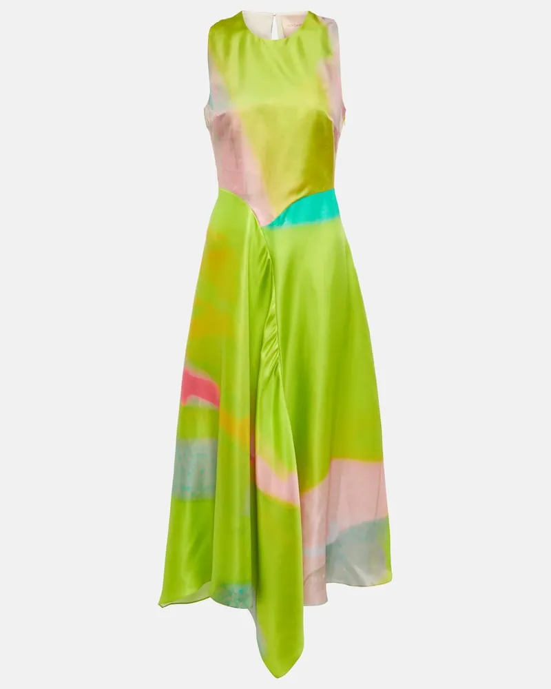 Roksanda Ilincic Abito midi in seta con stampa Multicolore