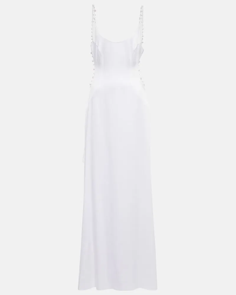 GALVAN Bridal - Abito lungo Pearled Cove con cut-out Bianco