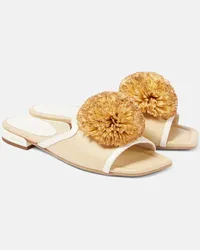 Jimmy Choo Sandali Nako in rafia con pelle Beige