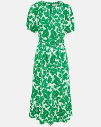 Diane von Furstenberg Abito midi Lindy in cotone con stampa Verde