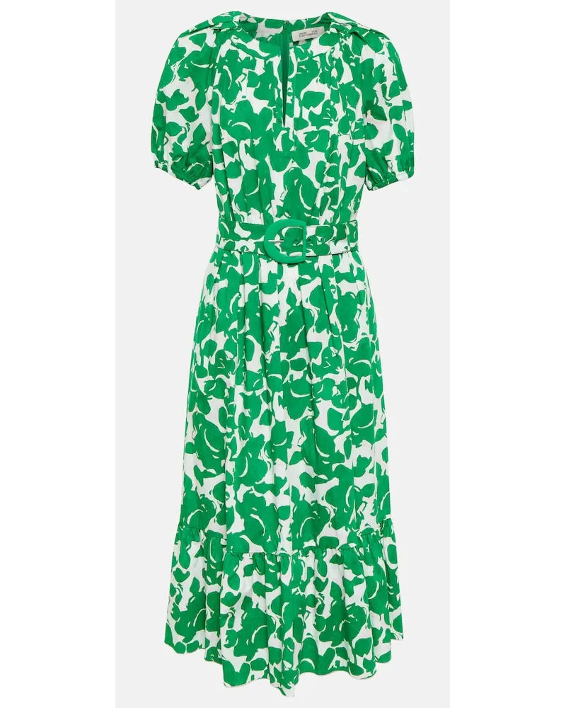 Diane von Furstenberg Abito midi Lindy in cotone con stampa Verde