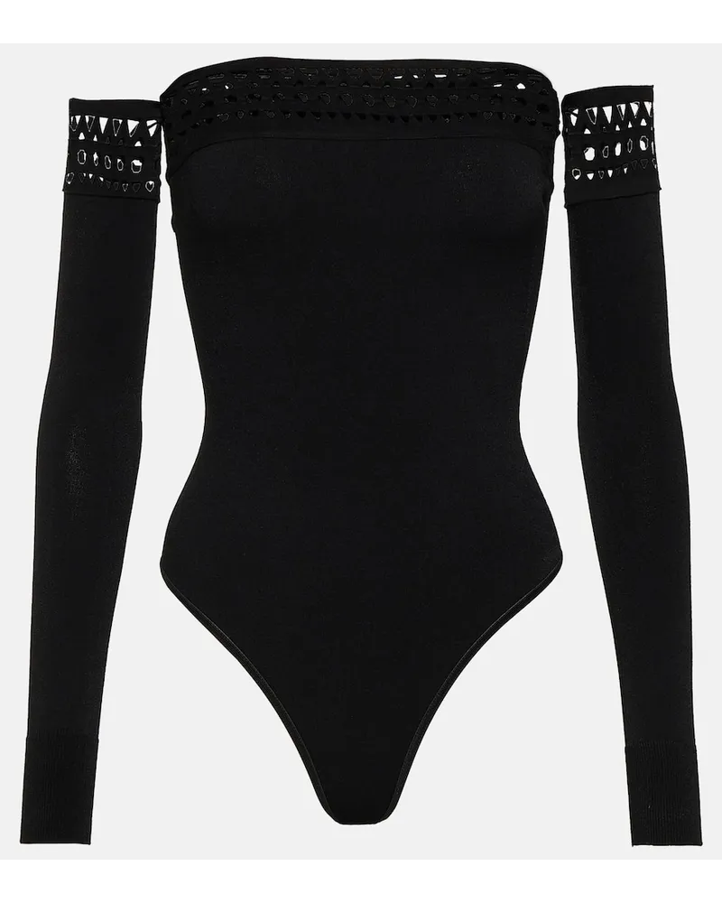 Alaïa AlaÃ¯a Body Vienne con scollo bardot Nero