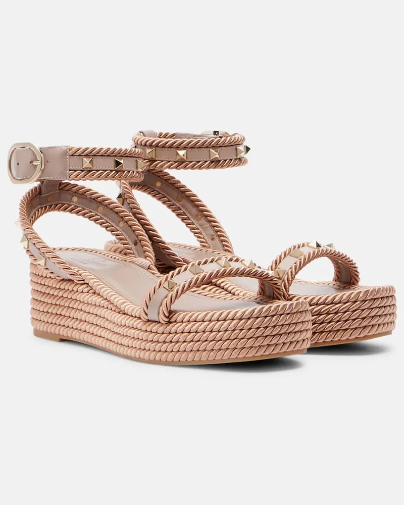 Valentino Garavani Sandali con platform Rockstud Beige