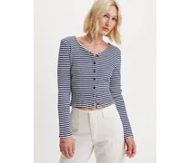 T shirt Monica a manica lunga Blu / Penny Stripe Cloud Dancer