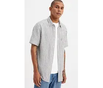 Camicia Sunset a manica corta con tasca Bianco / Dean Stripe Black Oyster
