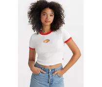 T shirt con grafica Mini Ringer Bianco / Ppeach Tab Bright White / Poppy Red