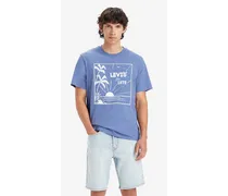 T shirt stampata taglio comodo Blu / ® Palm Woodblock Coastal Fjord