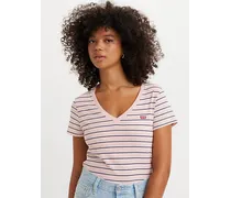 T shirt The Perfect con scollo a V Rosa / Cool Stripe Chalk Pink