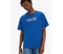 T shirt stampata taglio comodo Blu / Headline Drop Shadow Limoges