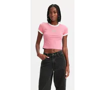Levi's T shirt Ringer Mini con stampa grafica Rosa / Cross Stitch Batwing Tameless Rose / Cloud Dancer Rosa