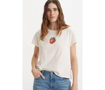 T shirt squadrata con stampa Bianco / Strawberry Tab Egret