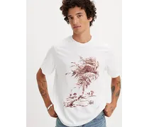 T shirt stampata taglio comodo Bianco / Brin Palm Tree White