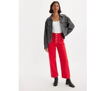 Jeans ribcage dritti con tasca applicata Rosso / Script Red