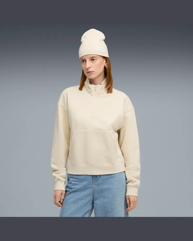 Puma Felpa con zip corta  Class da donna, Abbigliamento, Bianco White