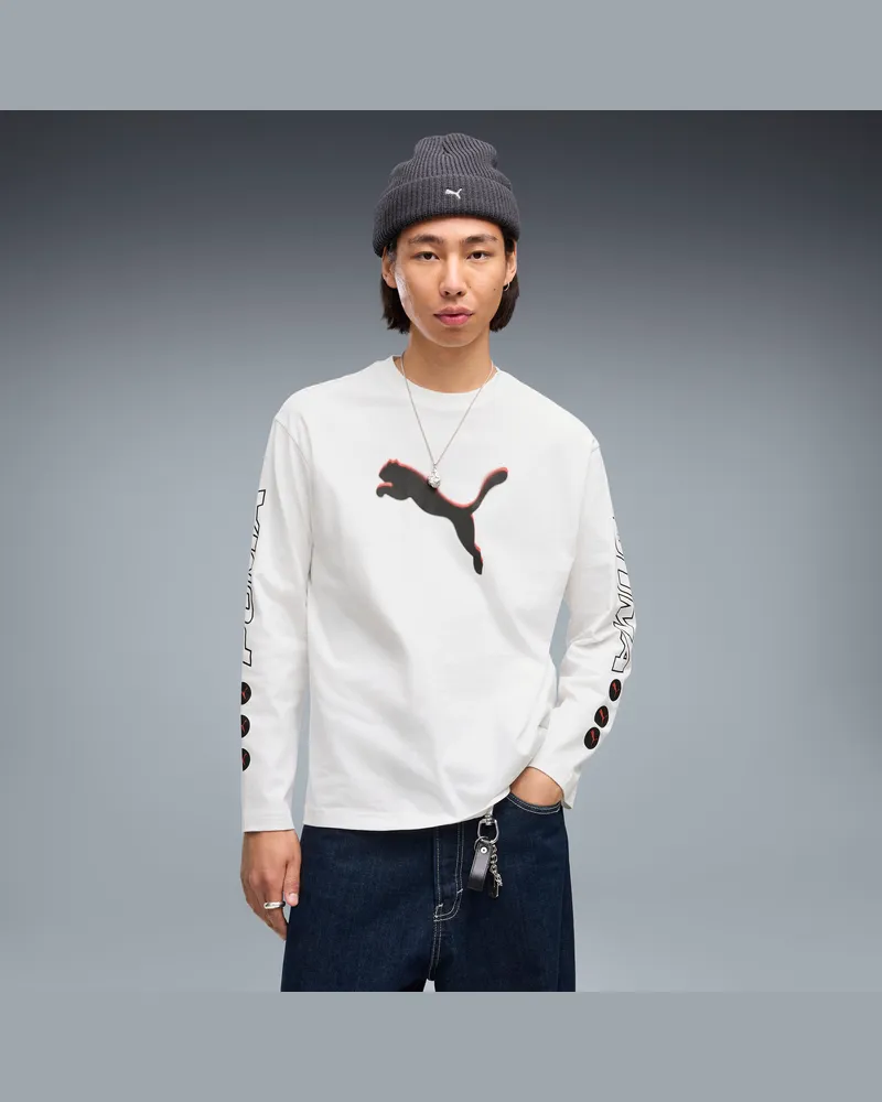 Puma T-shirt a maniche lunghe  Sport Street dal taglio morbido da uomo, Accessori, Bianco White