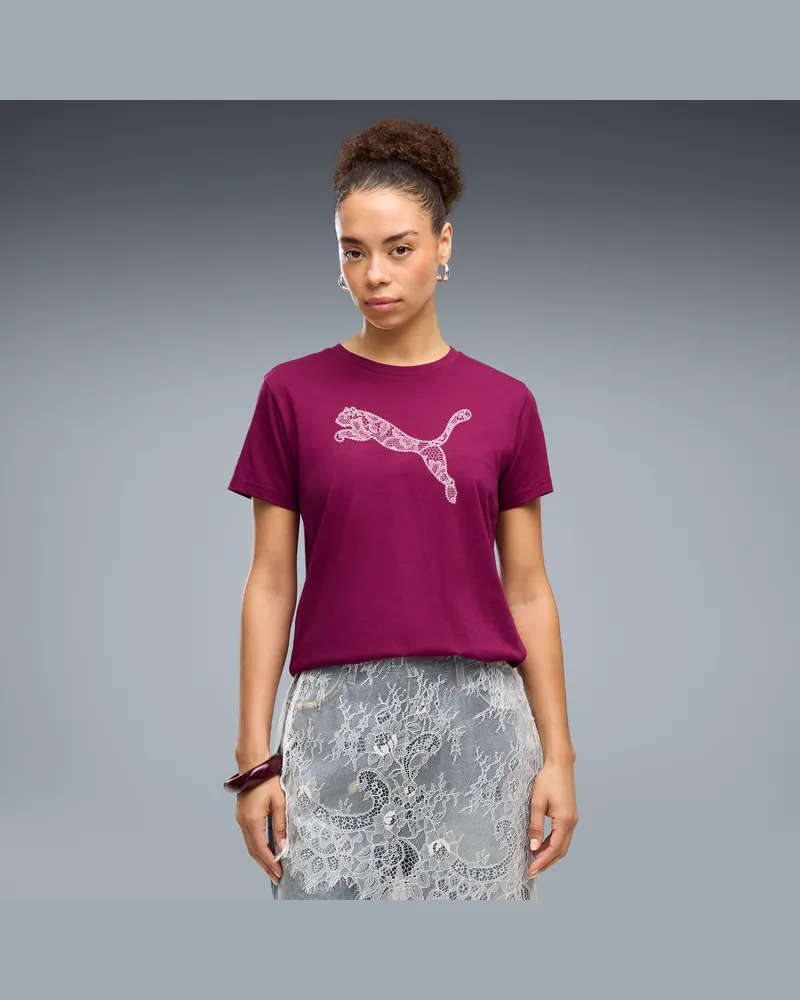 Puma T-shirt Graphics Lace Cat da donna, Abbigliamento, Rosa Pink