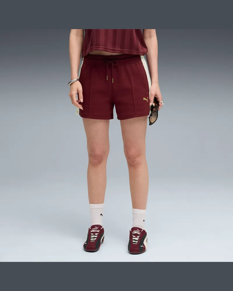 Puma Shorts a pieghe T7 4" da donna, Abbigliamento, Rosso Red