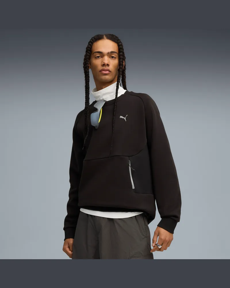 Puma Felpa girocollo TECH dal taglio morbido da uomo, Abbigliamento, Nero Black