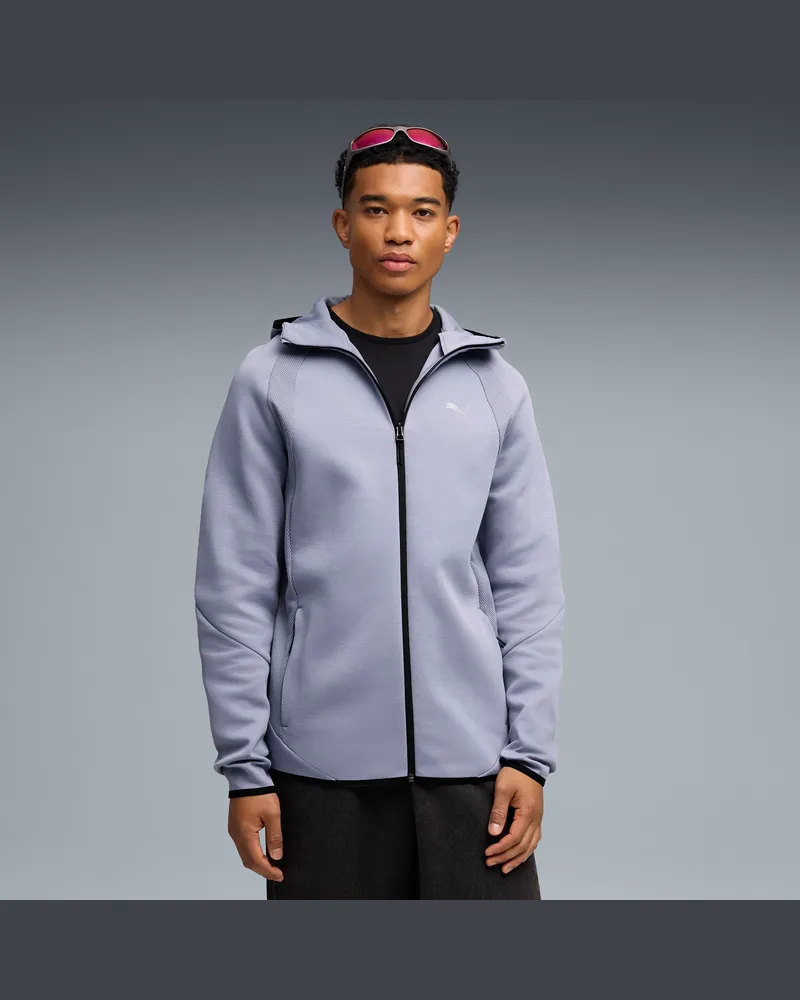 Puma Felpa con cappuccio e zip Evostripe da uomo, Abbigliamento, Grigio Gray