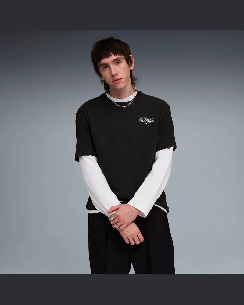 Puma T-shirt con grafica Slogan dal taglio morbido da uomo, Abbigliamento, Nero Black