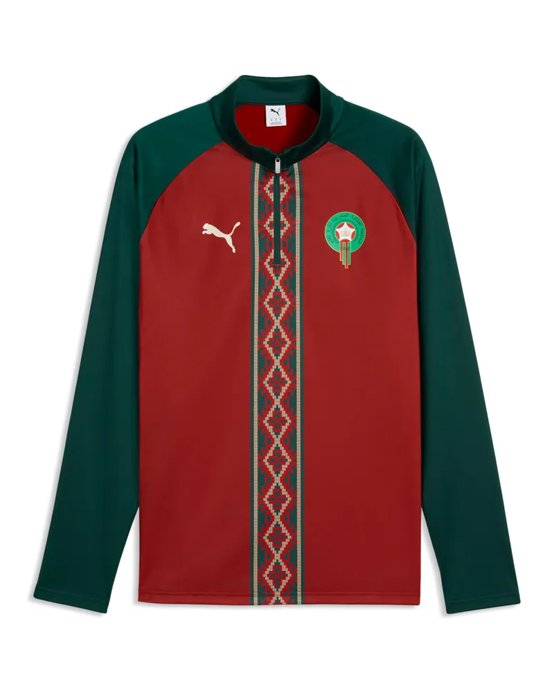 Puma Maglia da riscaldamento con zip Marocco da uomo, Accessori, Rosso Red