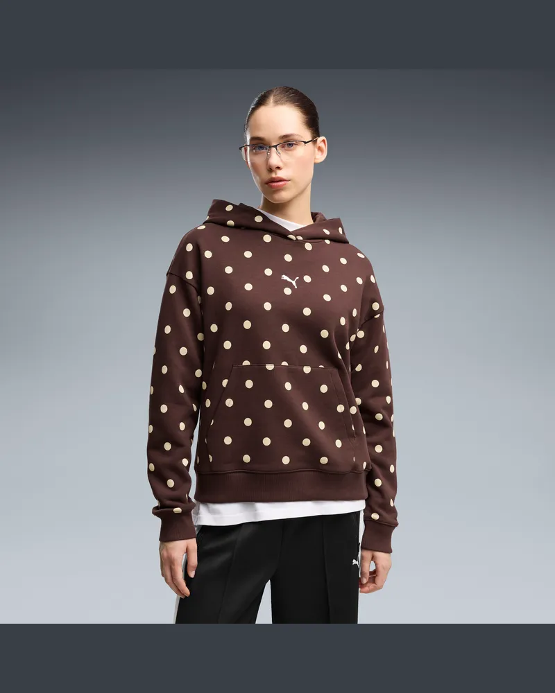 Puma Felpa con cappuccio dal taglio morbido da donna, Abbigliamento, Marrone Brown