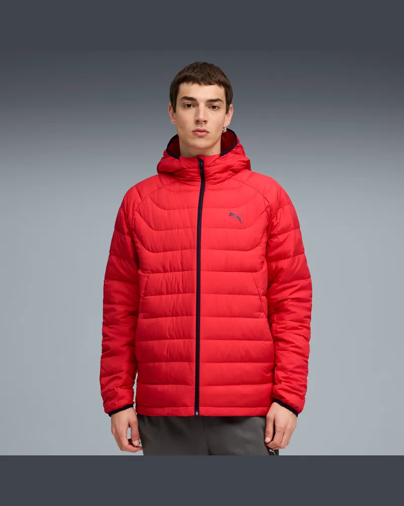Puma Piumino con cappuccio PACKLITE da uomo, Abbigliamento, Rosso Red