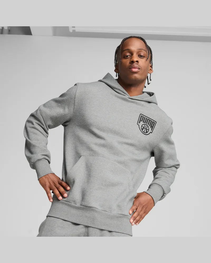 Puma Felpa con cappuccio da basket Posterize da uomo, Abbigliamento, Grigio Gray