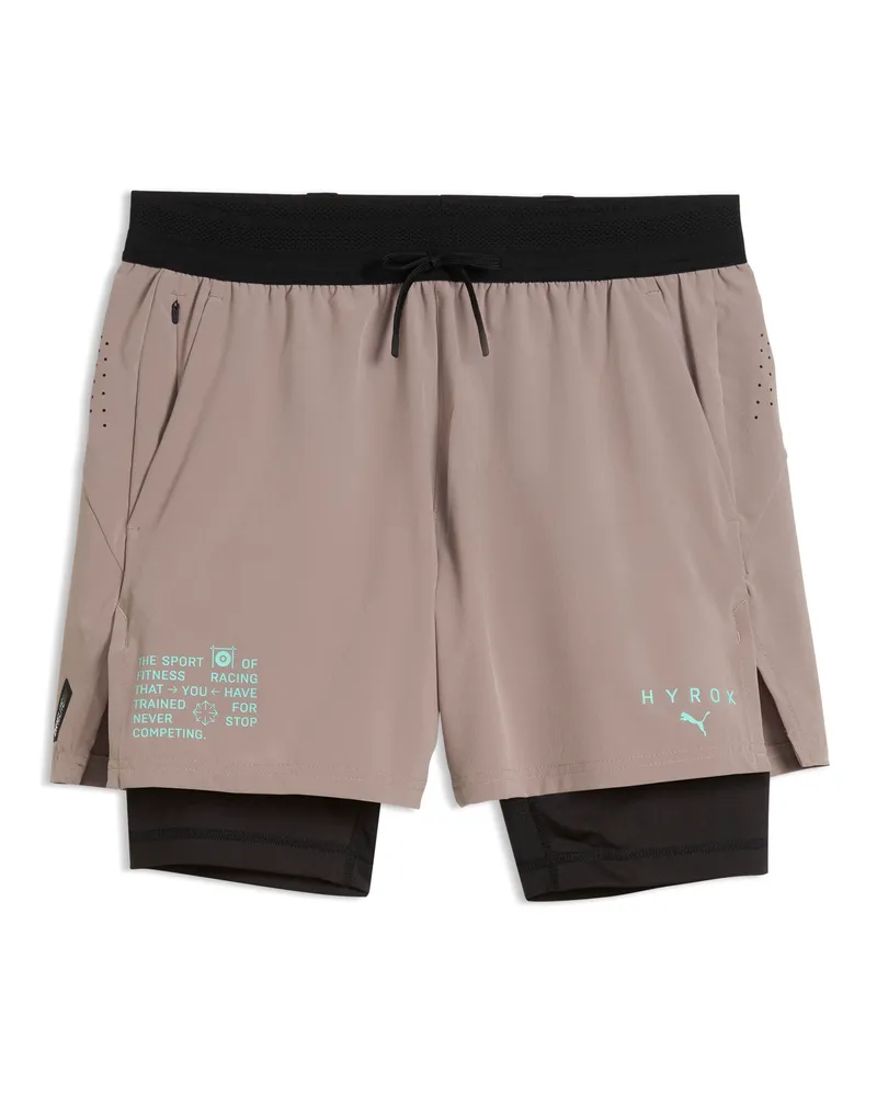 Puma Shorts  x HYROX PWRMODE 2 in 1 da uomo, Accessori, Beige Beige