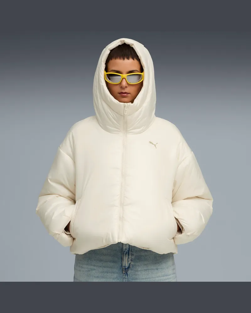 Puma Giacca imbottita e lucida con cappuccio Wardrobe Essentials da donna, Abbigliamento, Bianco White