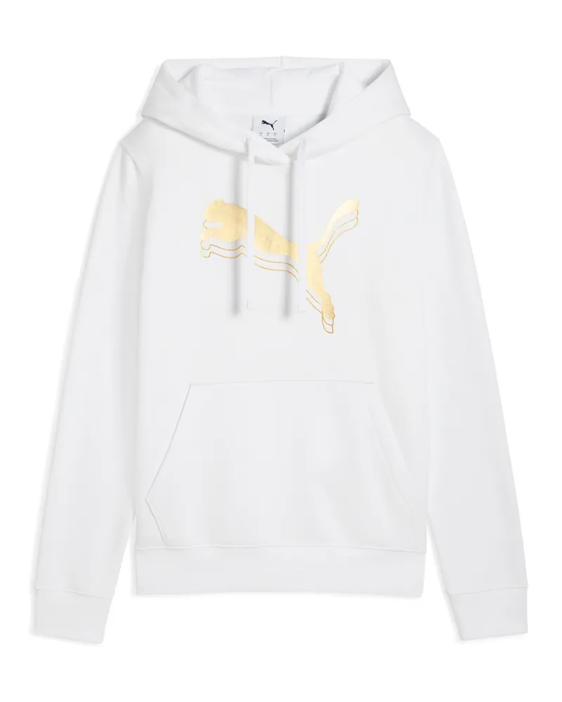 Puma Felpa con cappuccio ESS Metallizzato da donna, Abbigliamento, Bianco White