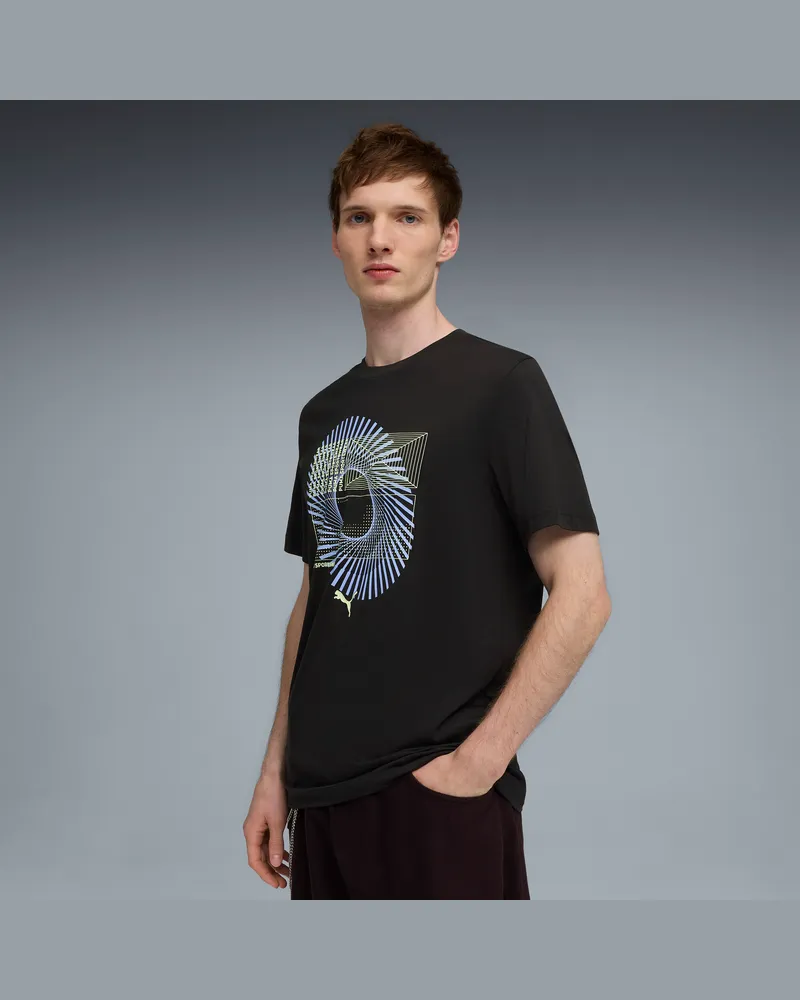 Puma T-shirt con grafica Circular da uomo, Abbigliamento, Nero Black
