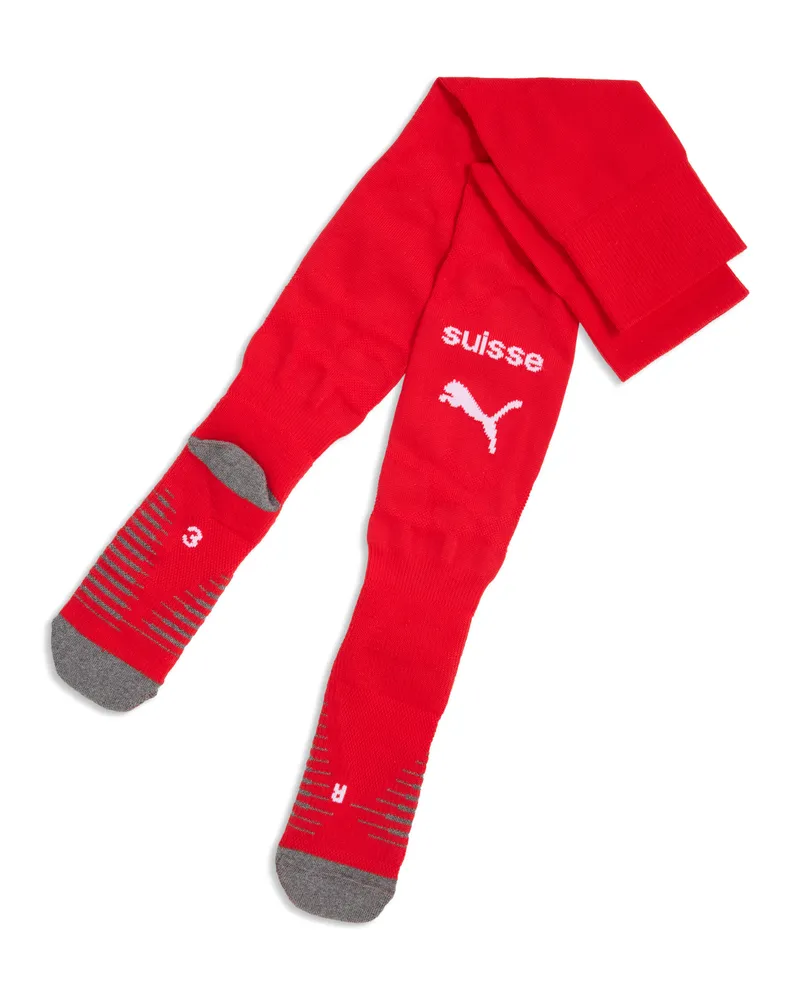 Puma Calzettoni da calcio a righe Svizzera 2026 da uomo, Abbigliamento, Rosso Red
