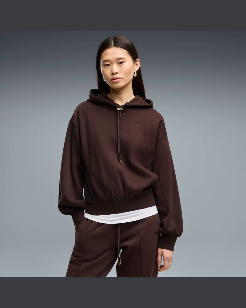 Puma Felpa con cappuccio in pile HER dal taglio morbido da donna, Abbigliamento, Marrone Brown