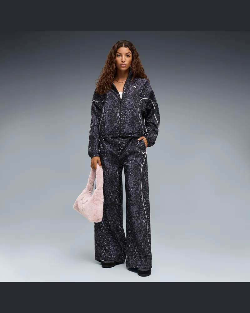 Puma Pantaloni sportivi da donna dal taglio morbido con stampa animalier e gamba ampia , Accessori, Grigio Gray