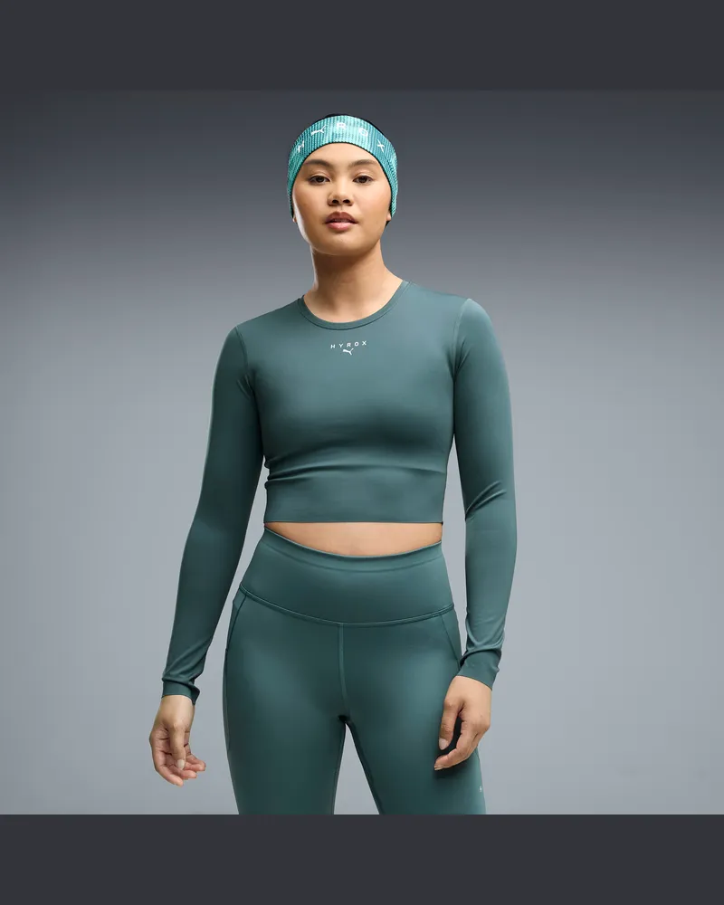 Puma T-shirt cropped a maniche lunghe  x HYROX PWRMODE da donna, Abbigliamento, Verde Green