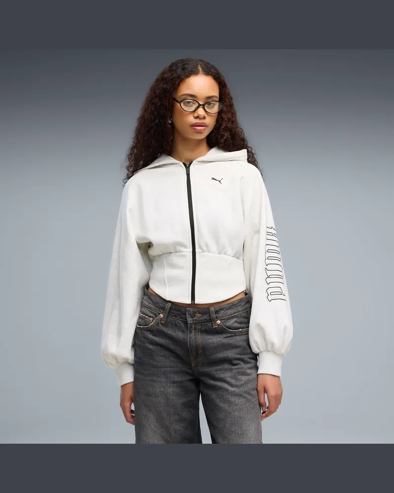 Puma Felpa con cappuccio Street Glam da donna, Abbigliamento, Bianco White