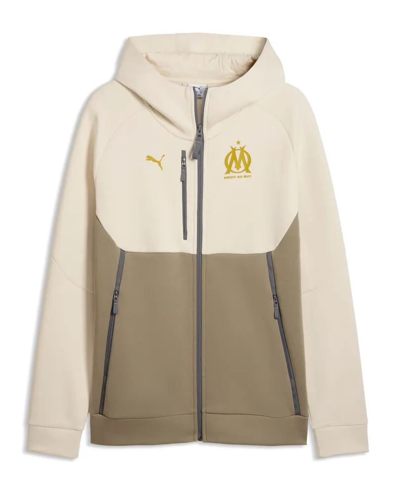 Puma Felpa con cappuccio e zip Olympique de Marseille TECH da uomo, Accessori, Bianco White