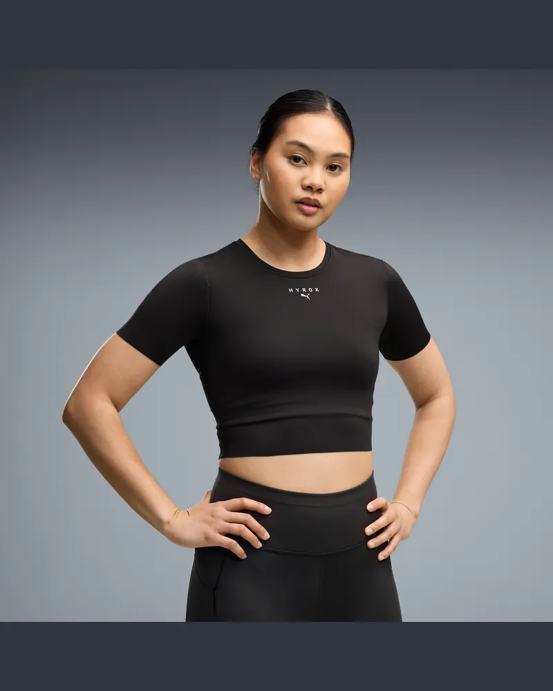 Puma T-shirt cropped  x HYROX PWRMODE da donna, Abbigliamento, Nero Black