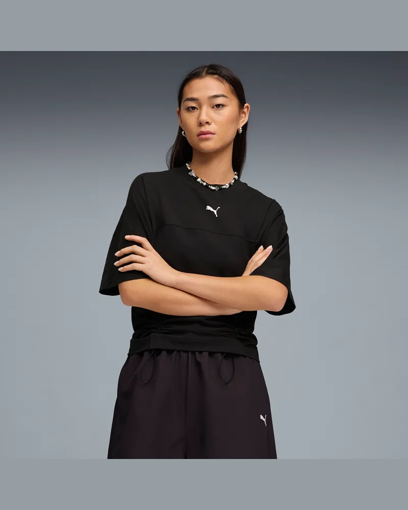Puma T-shirt Dare To con vita aderente da donna, Abbigliamento, Nero Black