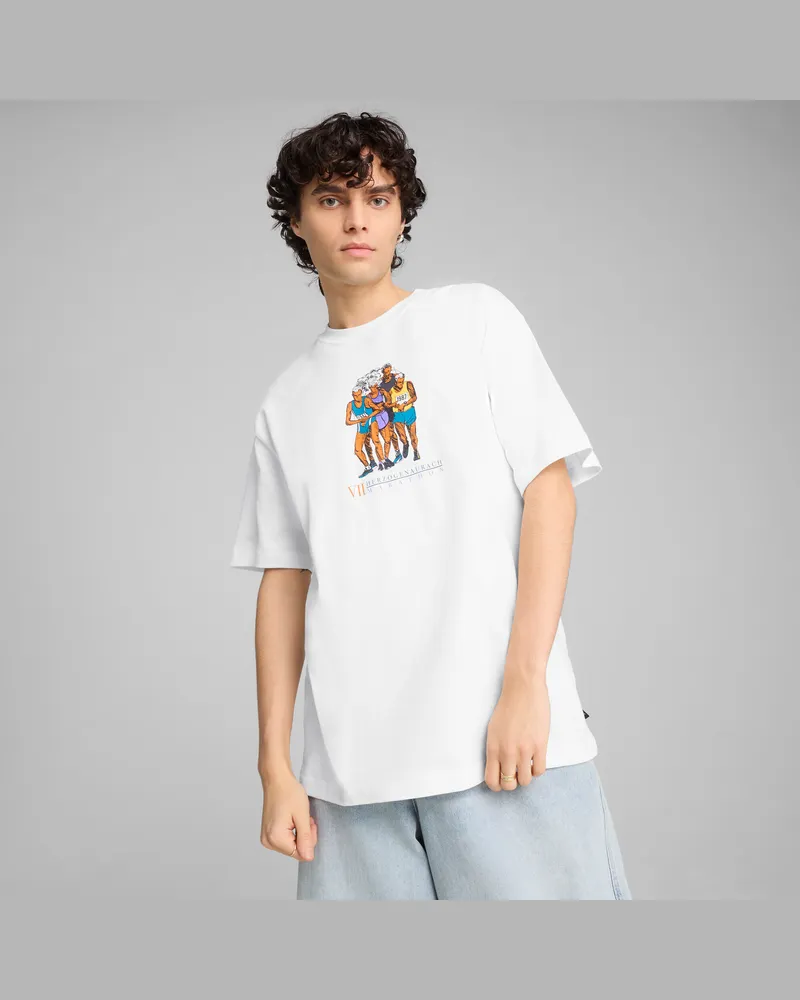 Puma T-shirt maratona GRAPHICS da uomo, Abbigliamento, Bianco White
