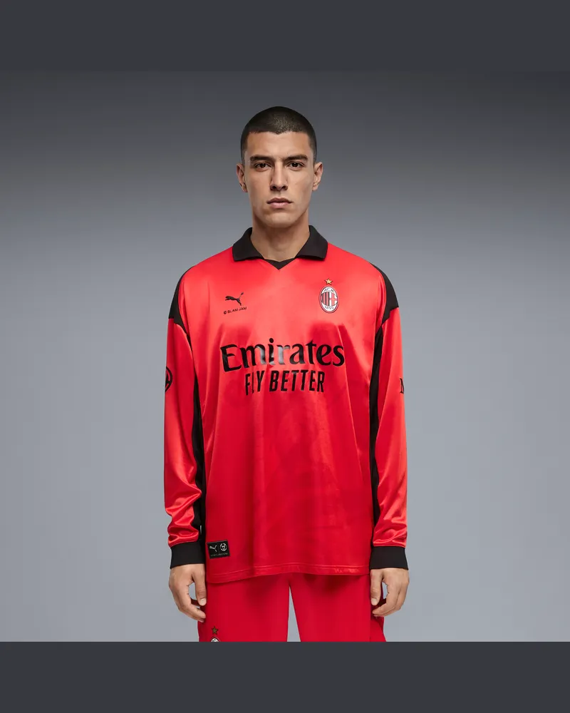 Puma Maglia a maniche lunghe edizione limitata AC MILAN x SLAM JAM, Abbigliamento, Rosso Red